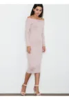 Rochie de seara -  roz - eleganta - din material de calitate - viscoza