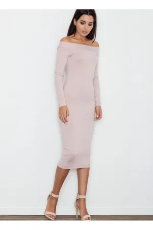 Rochie de seara - roz - eleganta - din material de calitate - viscoza