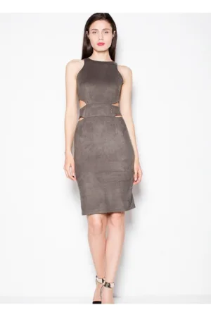 Rochie de seara verde - piele de caprioara - decupaje talie - elastan 5% - poliester 95%