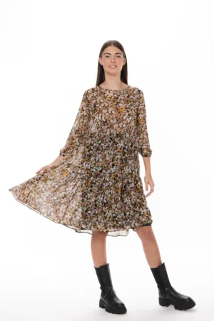 Rochie de sifon cu model cu frunze Natasha