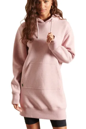Rochie de tricot cu capota Emb Hood pentru femei Superdry - roz bumbac -