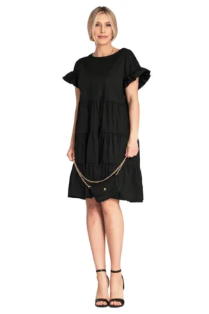 Rochie de vara - M1182 - volane - neagra - bumbac -