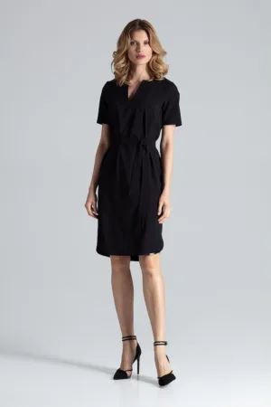 Rochie de vara M669 - neagra - maneci scurte - poliester 95% -