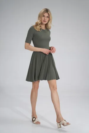 Rochie de vara - M751 - maneci scurte - verde - viscoza