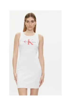 Rochie de vara -  alb - bumbac si elastan