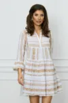Rochie de vara alba cu broderie bej