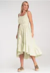 Rochie de vara -  cu dungi - bretele subtiri - verde - material usor -