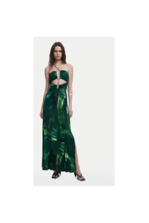 Rochie de vara dama  25SWVK55 - Viscoza/Elastan - Verde
