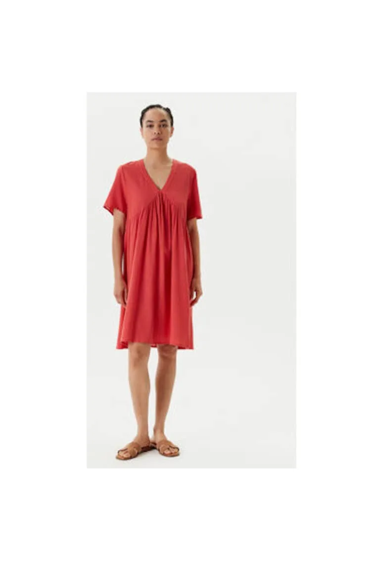 Rochie de vara dama 4PQNDV0BS - Viscoza/Bumbac - Rosu