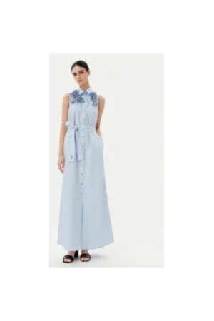 Rochie de vara dama  A2W13004 - Bumbac organic - Albastru deschis