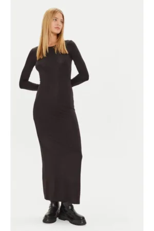 Rochie de zi 24441 Negru Slim Fit - Viscoza