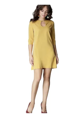 Rochie de zi - 3/4 lungime - Poliester/Viscoza - Galben