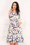 Rochie de zi Agapia in clos cu buline multicolore si maneci cu volanas