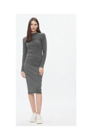 Rochie de zi Dama -  Gri - bumbac-elastan -