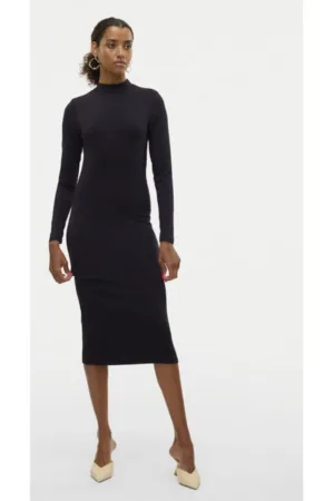 Rochie de zi Mary 10314441 Negru Slim Fit - Viscoza