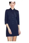 Rochie de zi -  Poliester/Viscoza - Bleumarin