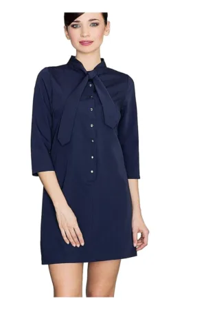 Rochie de zi - Poliester/Viscoza - Bleumarin