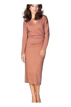 Rochie de zi - Viscoza/Poliester - Maro