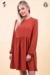 Rochie de zi caramizie din vascoza