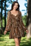Rochie de zi din voal in clos cu imprimeu leopard