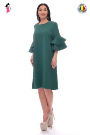 Rochie de zi dreapta vaporoasa de culoarea verde