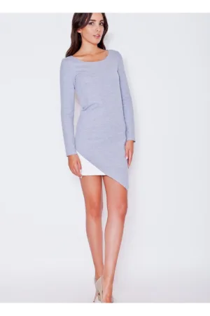 Rochie de zi gri - casual - bumbac-elastan