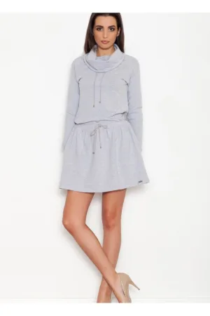 Rochie de zi gri - casual - cu guler