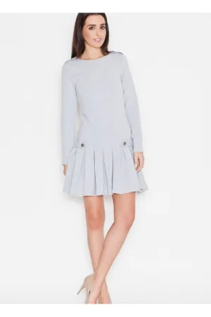 Rochie de zi gri - casual - cu maneca lunga