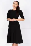 Rochie de zi in clos neagra Helene cu fundite decorative