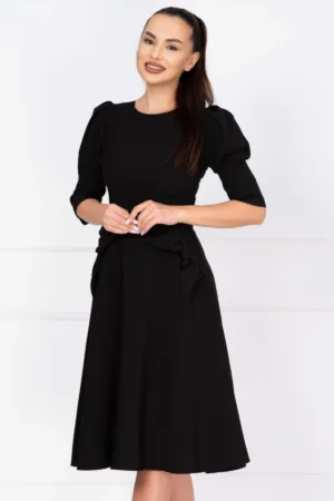 Rochie de zi in clos neagra Helene cu fundite decorative