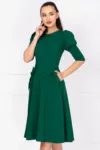 Rochie de zi in clos verde Helene cu fundite decorative
