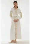 Rochie  decolteu in V - broderie - alb - textil