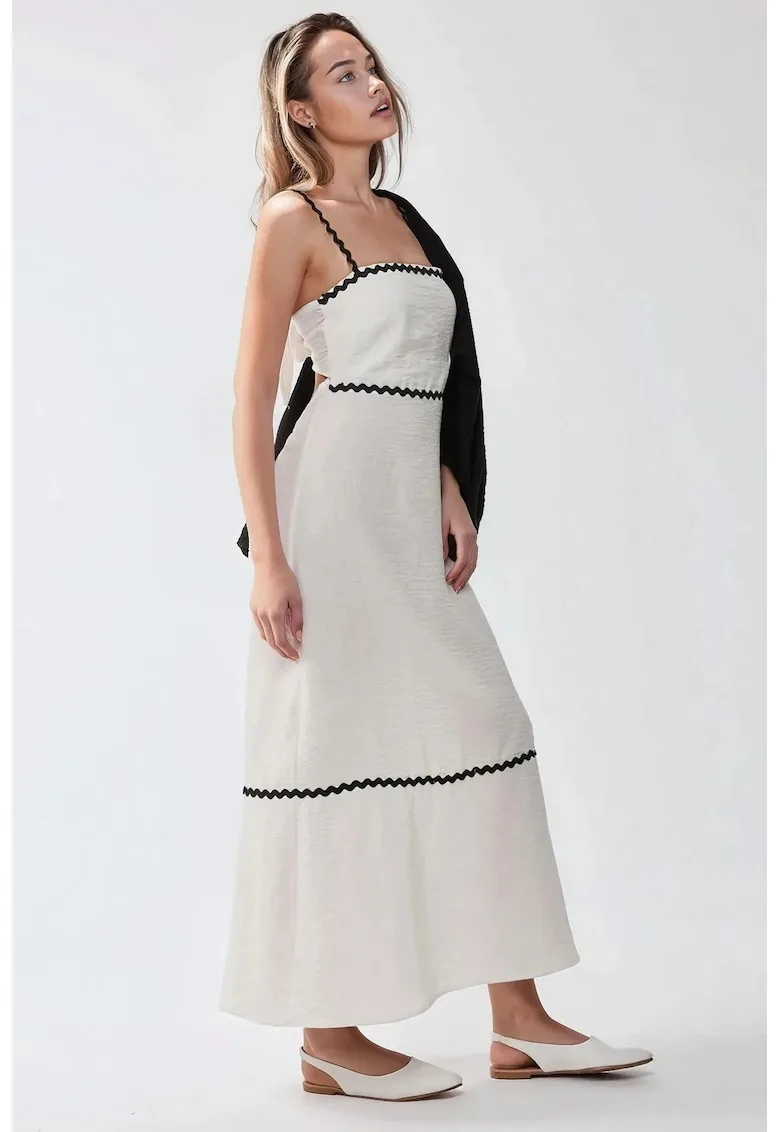 Rochie decolteu patrat - alb - material usor