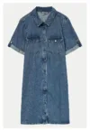 Rochie  denim albastru mediu - 90% bumbac - 10% viscoza