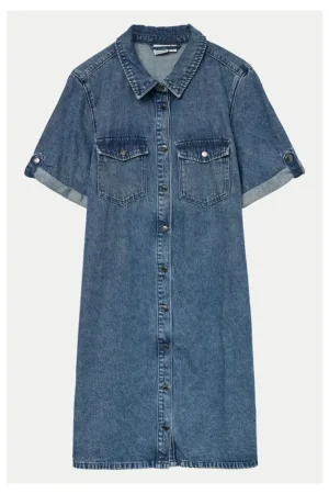 Rochie denim albastru mediu - 90% bumbac - 10% viscoza