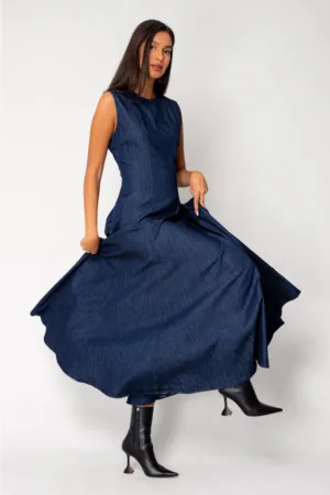 Rochie denim cu buzunare Dark Blue 18042