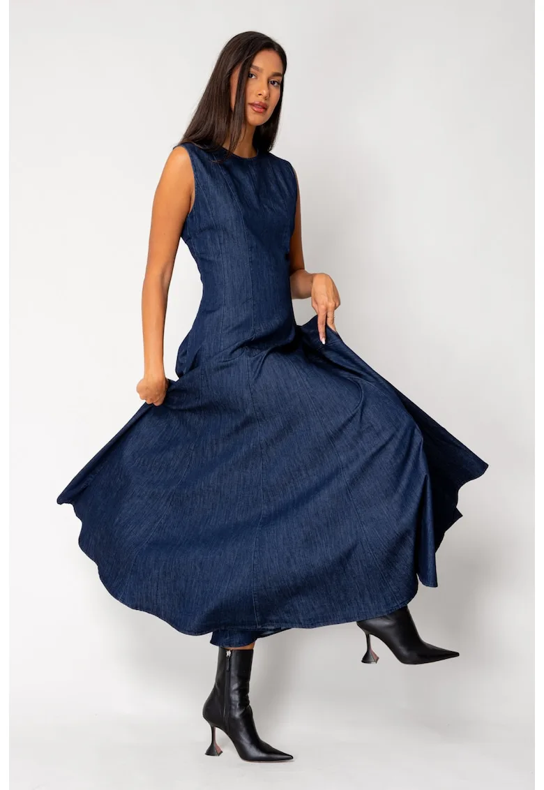 Rochie denim cu buzunare Dark Blue 18042