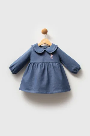 Rochie din amestec de bumbac cu guler Peter Pan