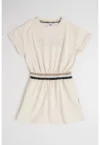 Rochie din amestec de bumbac cu imprimeu logo si talie elastica