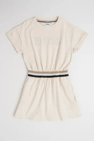 Rochie din amestec de bumbac cu imprimeu logo si talie elastica