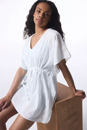 Rochie din amestec de bumbac cu maneci scurte