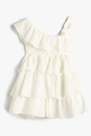 Rochie din amestec de bumbac cu volane