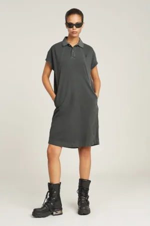 Rochie din amestec de bumbac organic cu guler polo