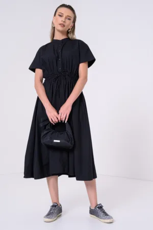 Rochie din amestec de bumbac organic cu snur in talie