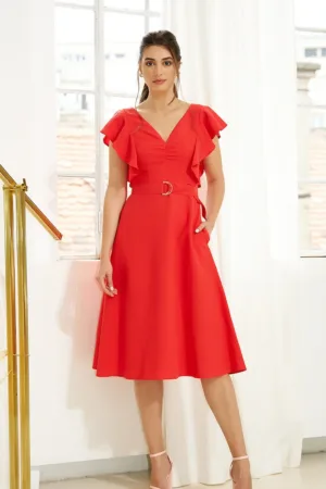 Rochie din amestec de in cu decolteu in V Amaryllis