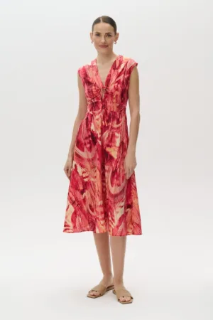 Rochie din amestec de in cu decupaj