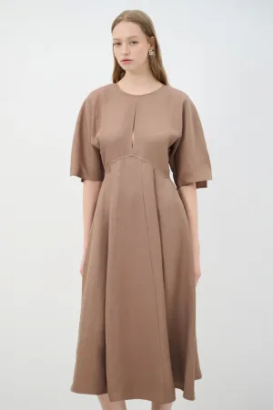 Rochie din amestec de in cu maneci medii