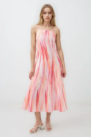 Rochie din amestec de in cu model abstract