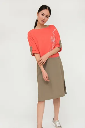 Rochie din amestec de in cu model colorblock