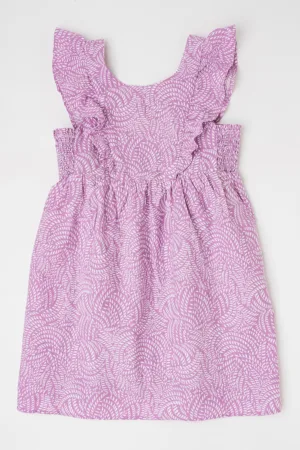 Rochie din amestec de in cu model si volane